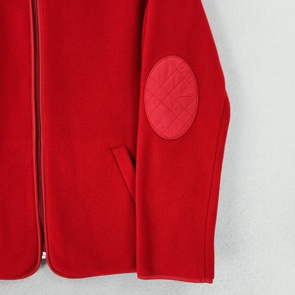 Talbots Jacket Womens Medium Red Fleece Quilted Full Zip Equestrian Classic - Picture 5 of 12